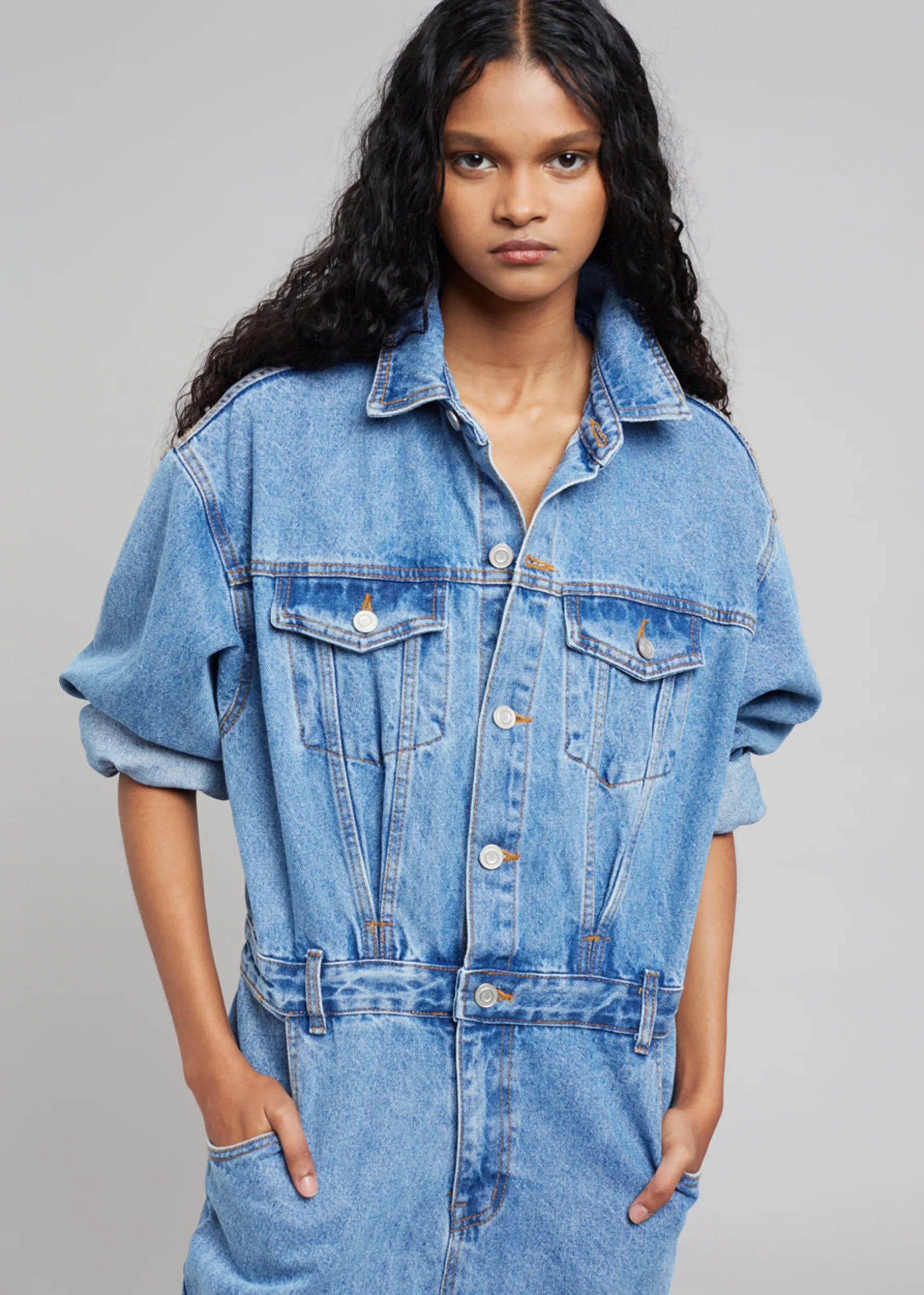 The Frankie Shop Jas Denim Jumpsuit Dark Indigo Clearance