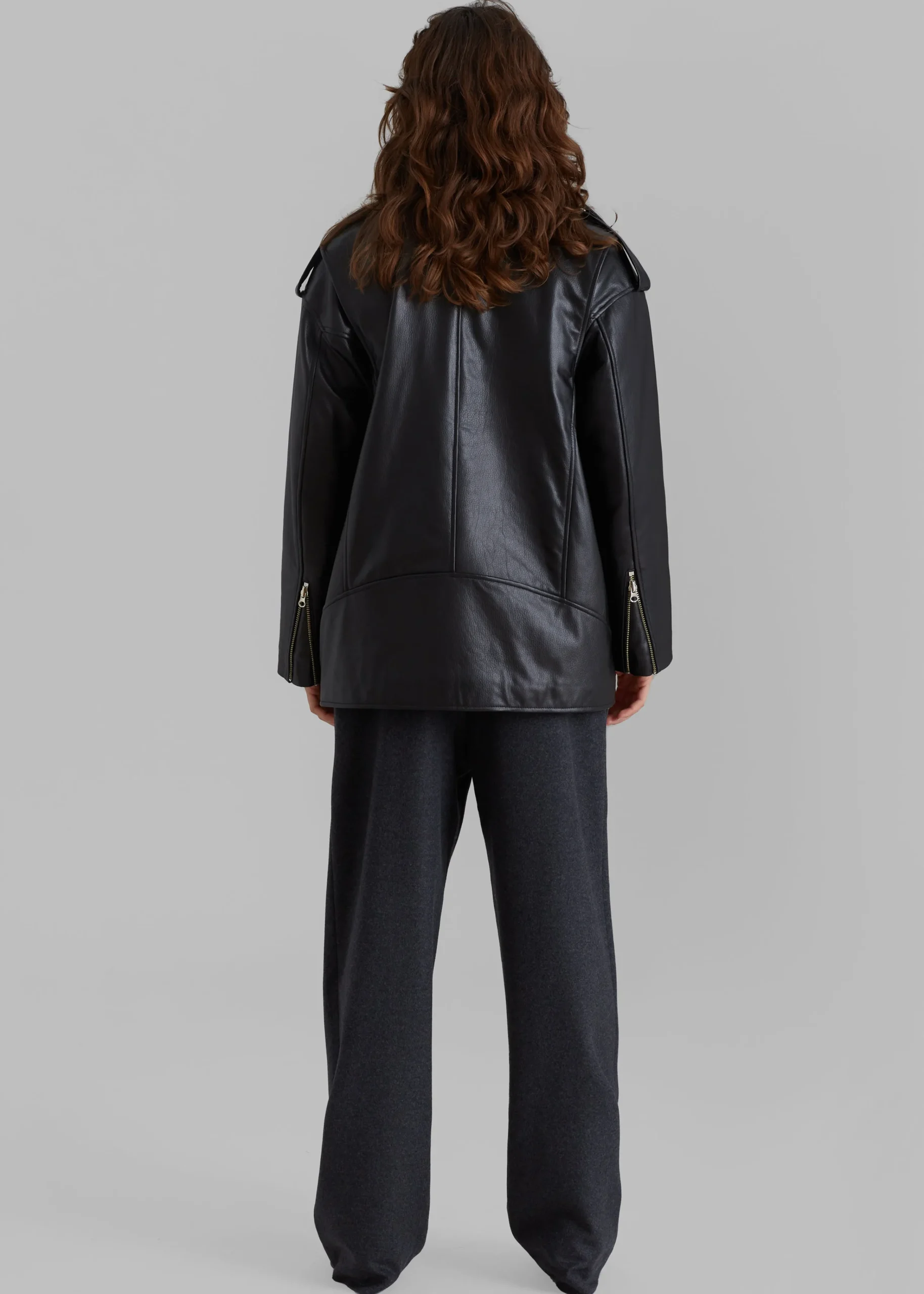 The Frankie Shop Jax Leather Biker Jacket Black Online