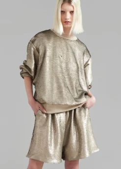 The Frankie Shop Jazz Sequins Boxer Shorts Bronze Sale
