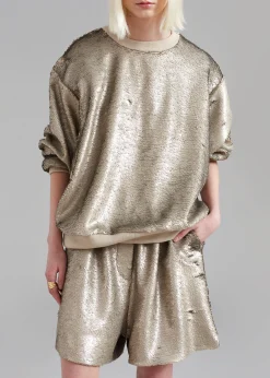 The Frankie Shop Jazz Sequins Boxer Shorts Bronze Sale