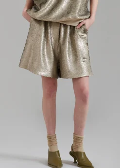 The Frankie Shop Jazz Sequins Boxer Shorts Bronze Sale
