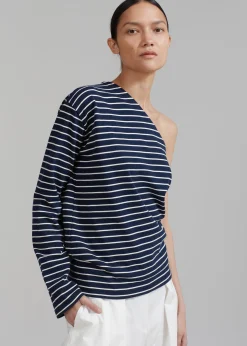 The Frankie Shop Jean One Shoulder Top Navy Online
