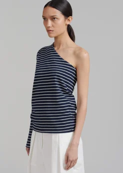 The Frankie Shop Jean One Shoulder Top Navy Online