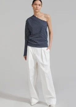 The Frankie Shop Jean One Shoulder Top Navy Online