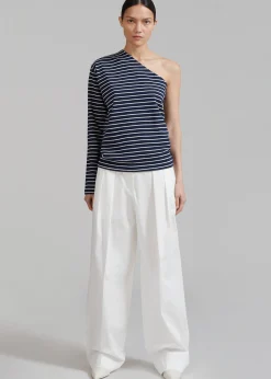 The Frankie Shop Jean One Shoulder Top Navy Online