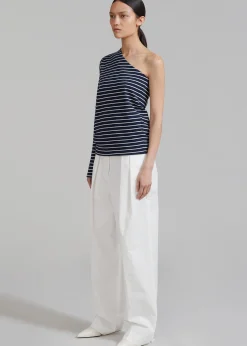 The Frankie Shop Jean One Shoulder Top Navy Online