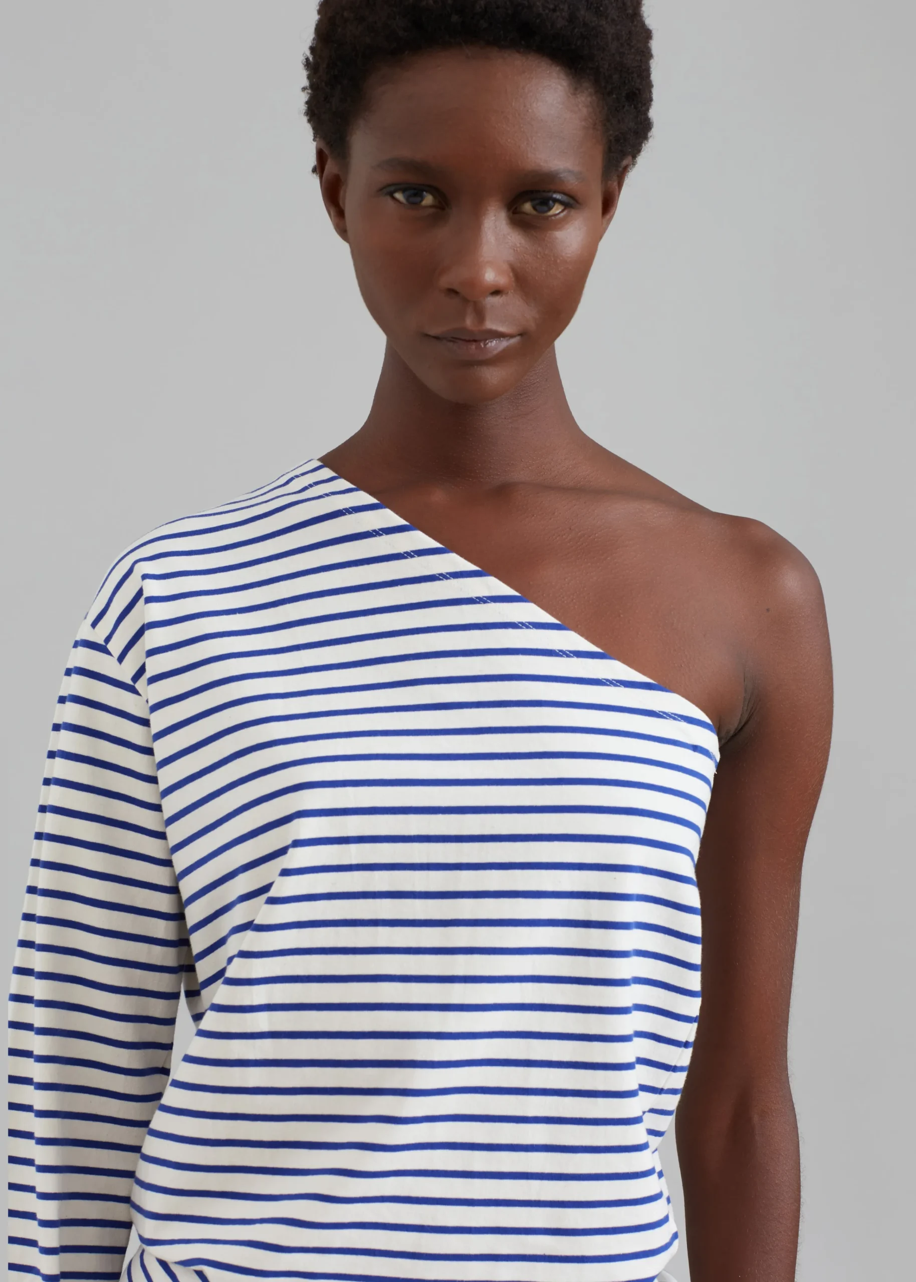 The Frankie Shop Jean One Shoulder Top Blue Stripe Online