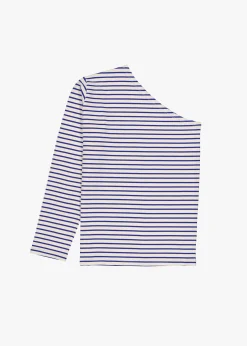 The Frankie Shop Jean One Shoulder Top Blue Stripe Online