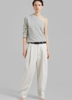 The Frankie Shop Jean One Shoulder Top Black Stripe Online