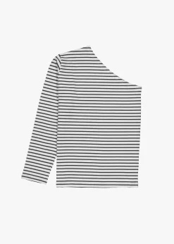 The Frankie Shop Jean One Shoulder Top Black Stripe Online
