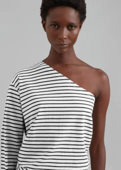 The Frankie Shop Jean One Shoulder Top Black Stripe Online