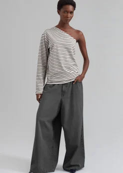 The Frankie Shop Jean One Shoulder Top Black Stripe Online
