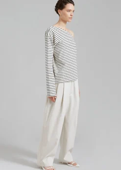 The Frankie Shop Jean One Shoulder Top Black Stripe Online