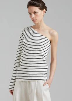 The Frankie Shop Jean One Shoulder Top Black Stripe Online