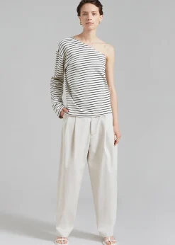 The Frankie Shop Jean One Shoulder Top Black Stripe Online