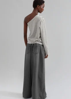 The Frankie Shop Jean One Shoulder Top Black Stripe Online