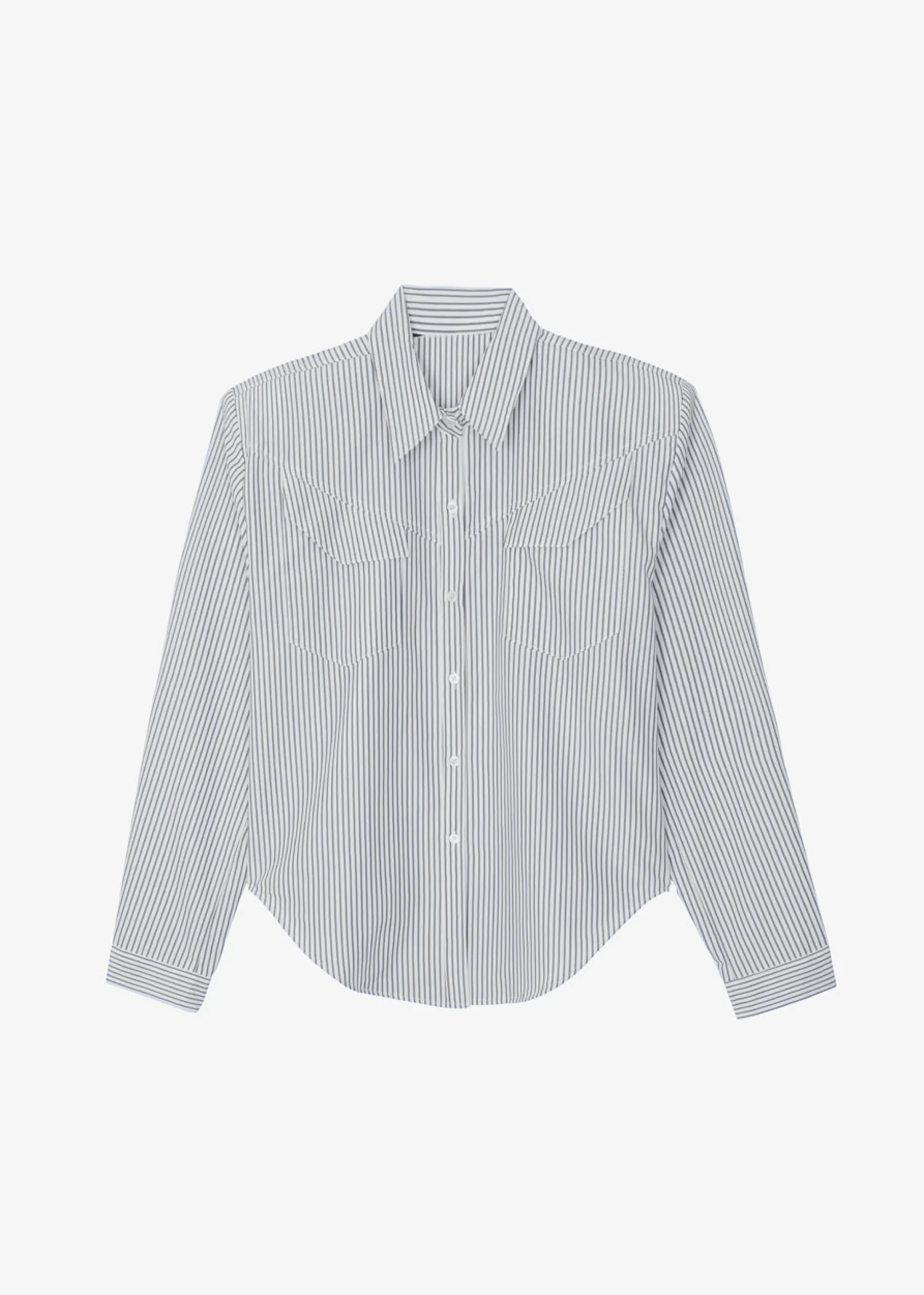 The Frankie Shop Jeanne Padded Shirt Black Stripe Sale