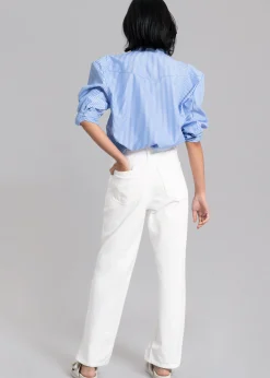 The Frankie Shop Jeanne Padded Shirt White Stripe Discount