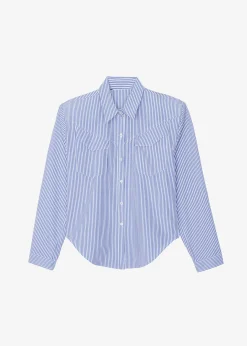 The Frankie Shop Jeanne Padded Shirt White Stripe Discount