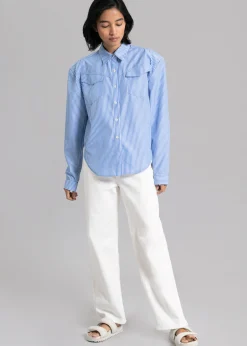 The Frankie Shop Jeanne Padded Shirt White Stripe Discount