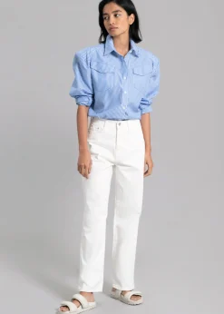The Frankie Shop Jeanne Padded Shirt White Stripe Discount