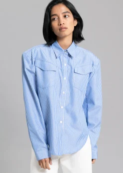 The Frankie Shop Jeanne Padded Shirt White Stripe Discount