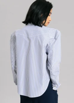 The Frankie Shop Jeanne Padded Shirt Navy Stripe