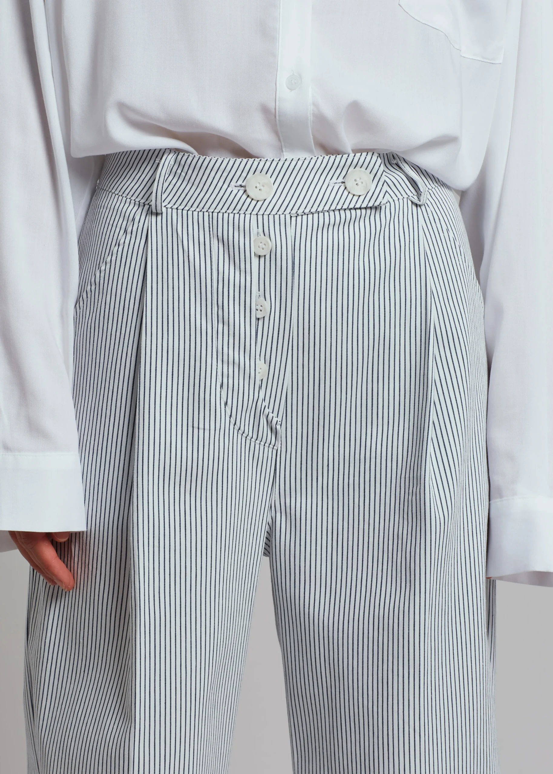 The Frankie Shop Jess Wide Pants White Stripe Sale