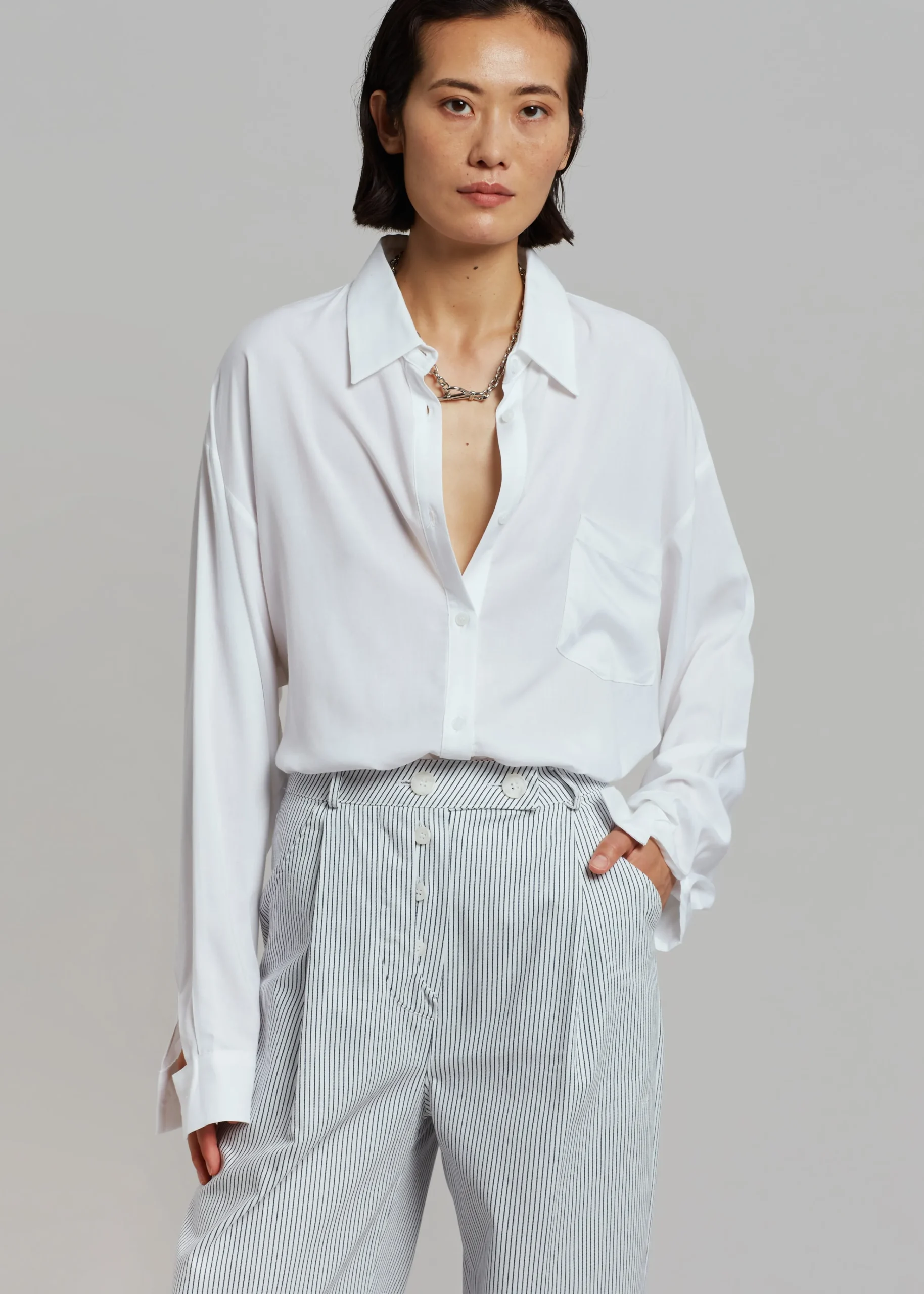 The Frankie Shop Jess Wide Pants White Stripe Sale