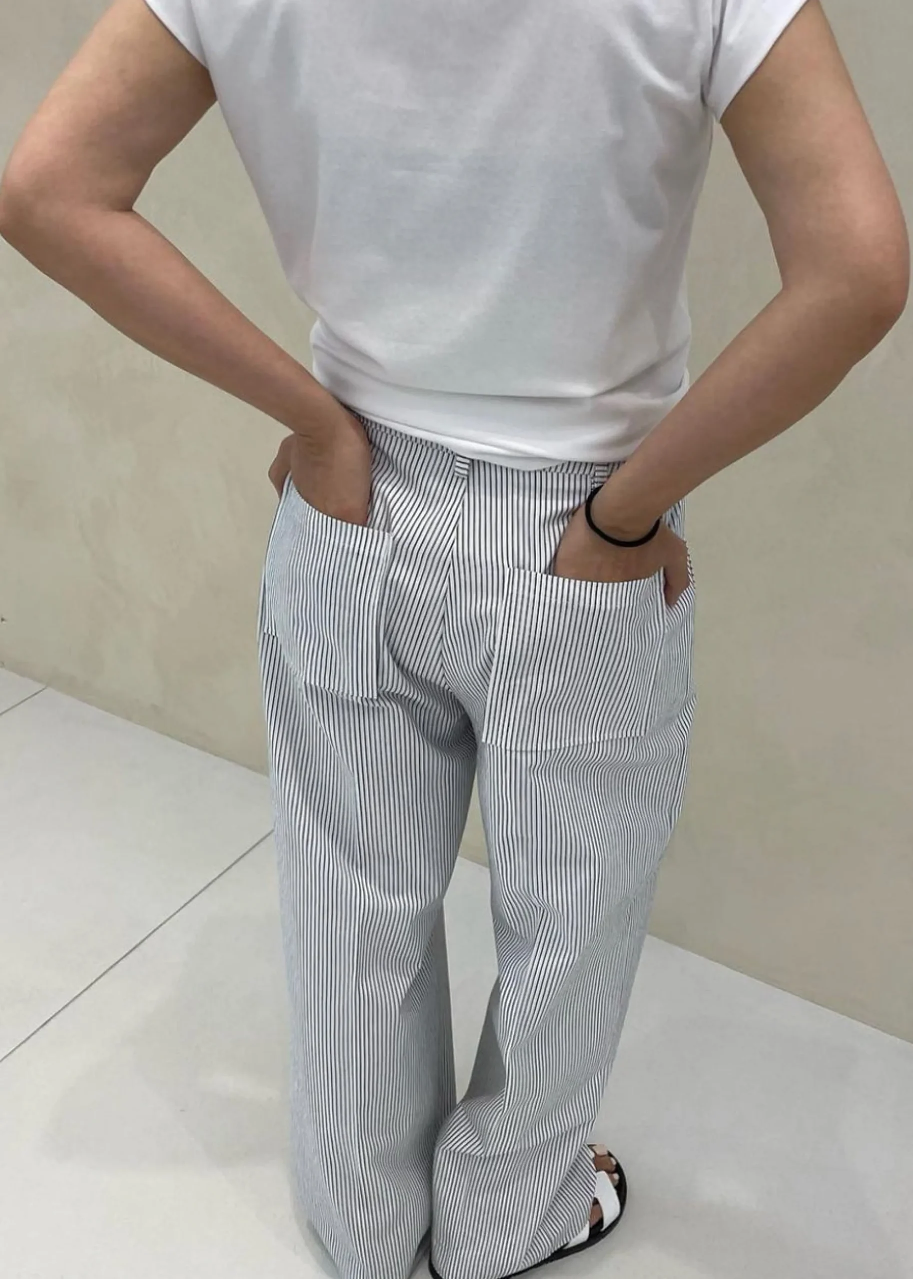 The Frankie Shop Jess Wide Pants White Stripe Sale