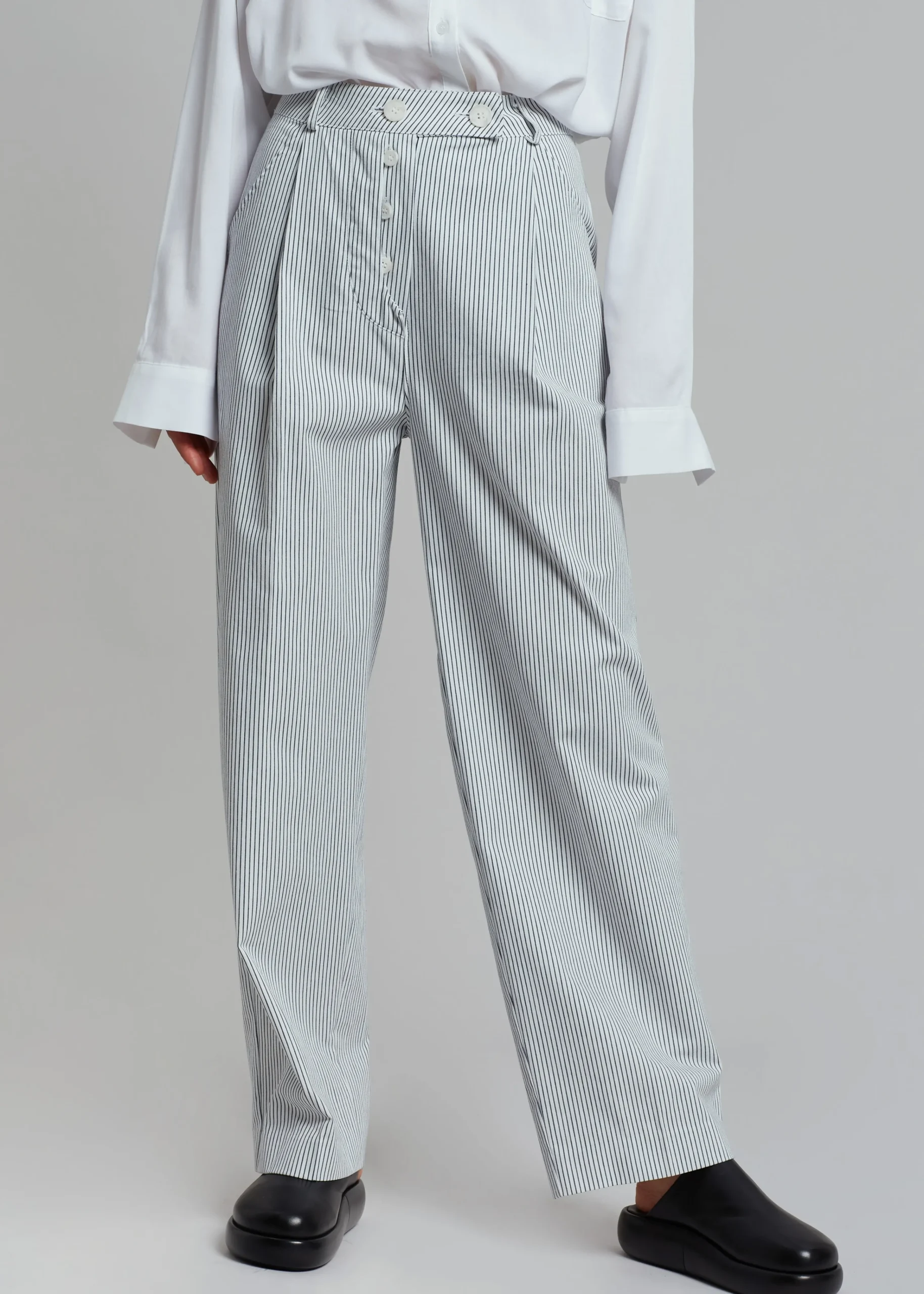 The Frankie Shop Jess Wide Pants White Stripe Sale