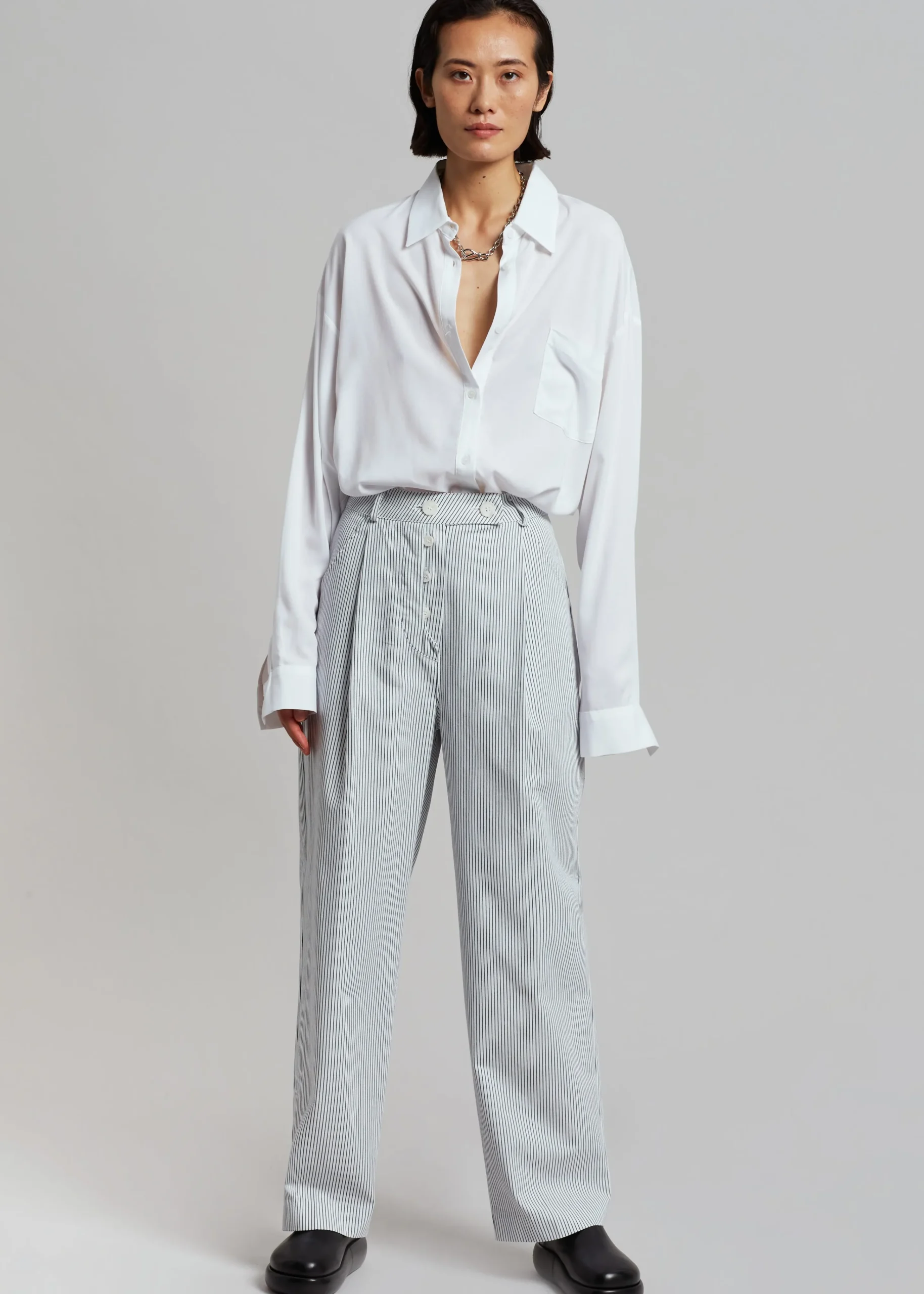 The Frankie Shop Jess Wide Pants White Stripe Sale