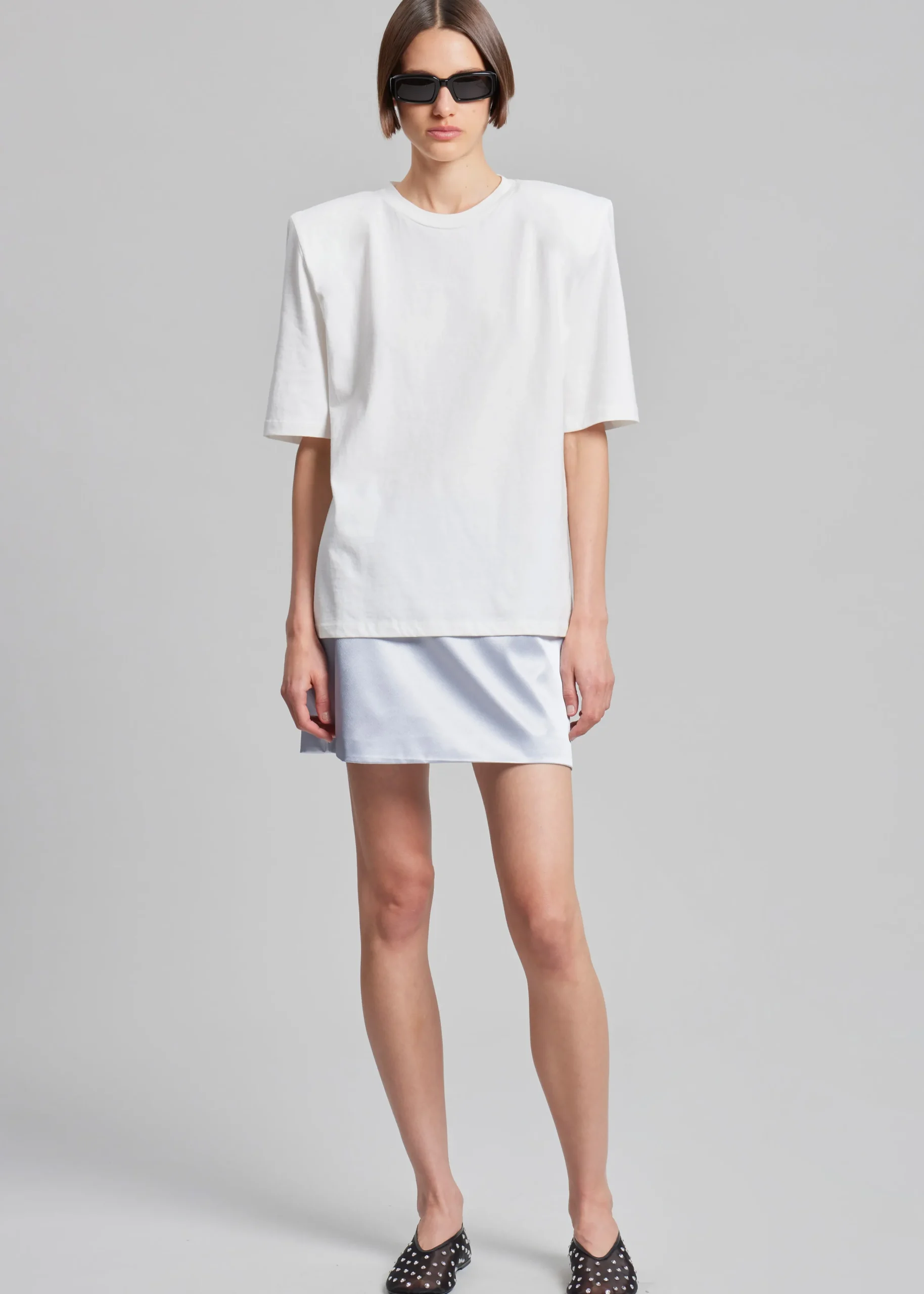 The Frankie Shop Jinan Silky Mini Skirt Silver New