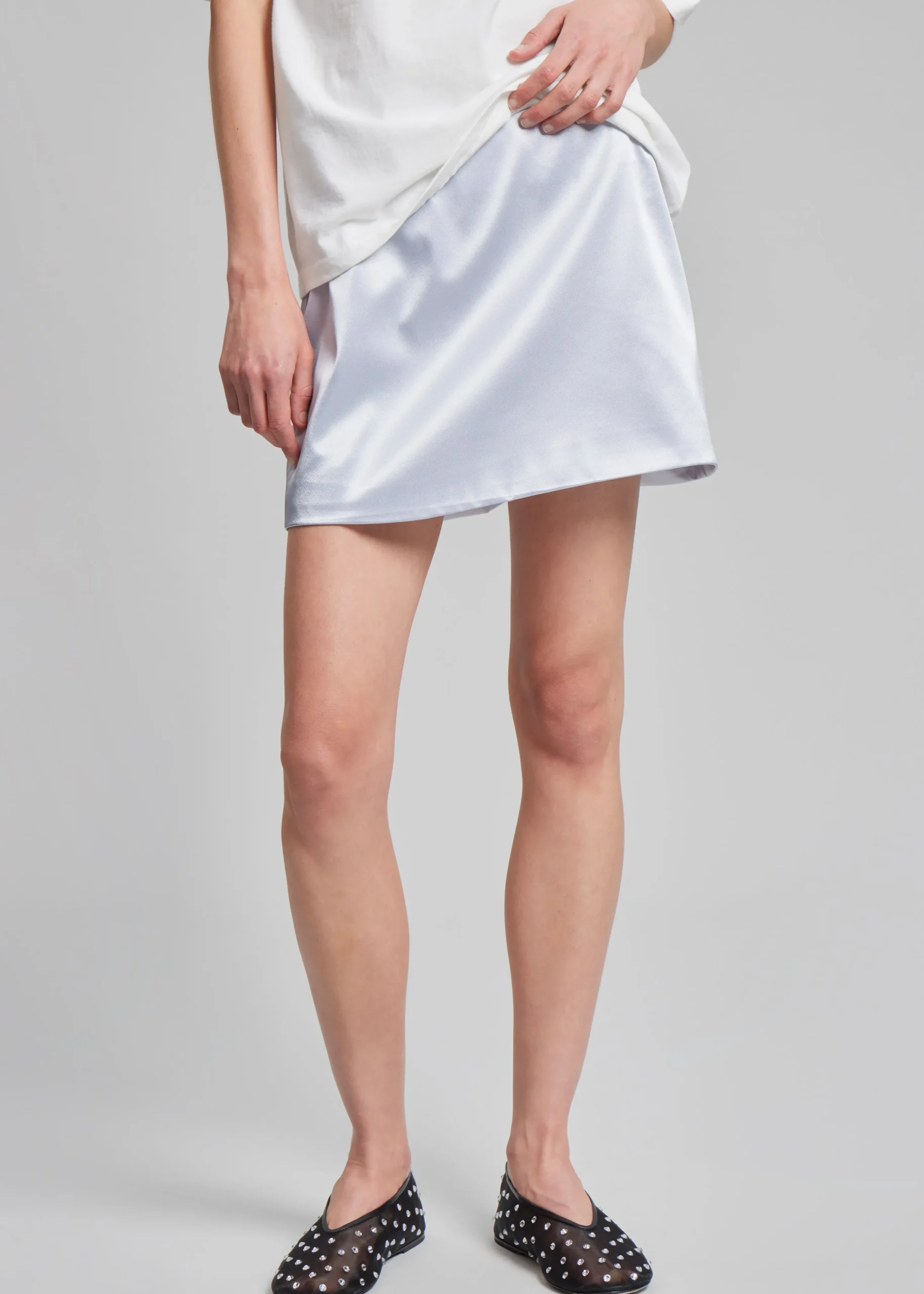 The Frankie Shop Jinan Silky Mini Skirt Silver New