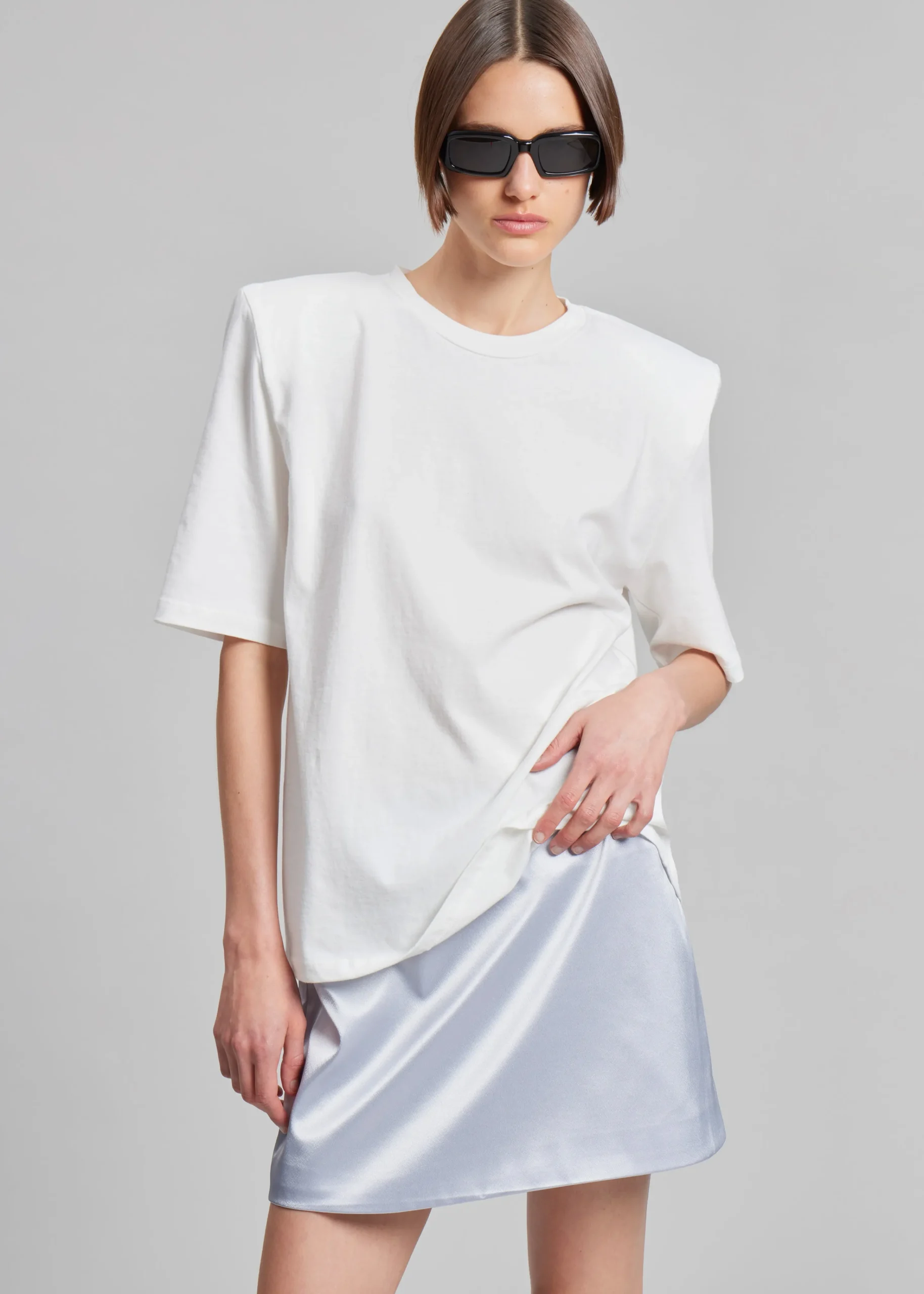 The Frankie Shop Jinan Silky Mini Skirt Silver New