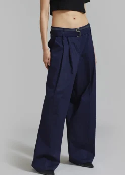The Frankie Shop Joan Double Belted Pants Navy Sale