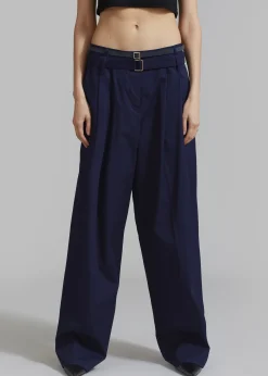 The Frankie Shop Joan Double Belted Pants Navy Sale