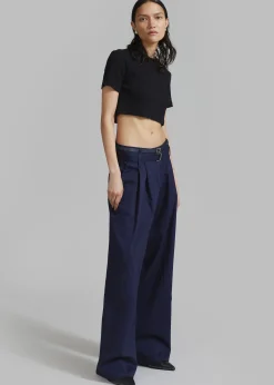 The Frankie Shop Joan Double Belted Pants Navy Sale