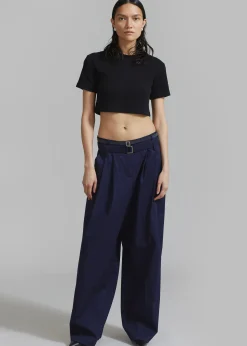 The Frankie Shop Joan Double Belted Pants Navy Sale