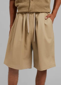 The Frankie Shop Jonas Faux Leather Shorts Camel Best