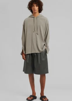 The Frankie Shop Jonas Faux Leather Shorts Olive Hot