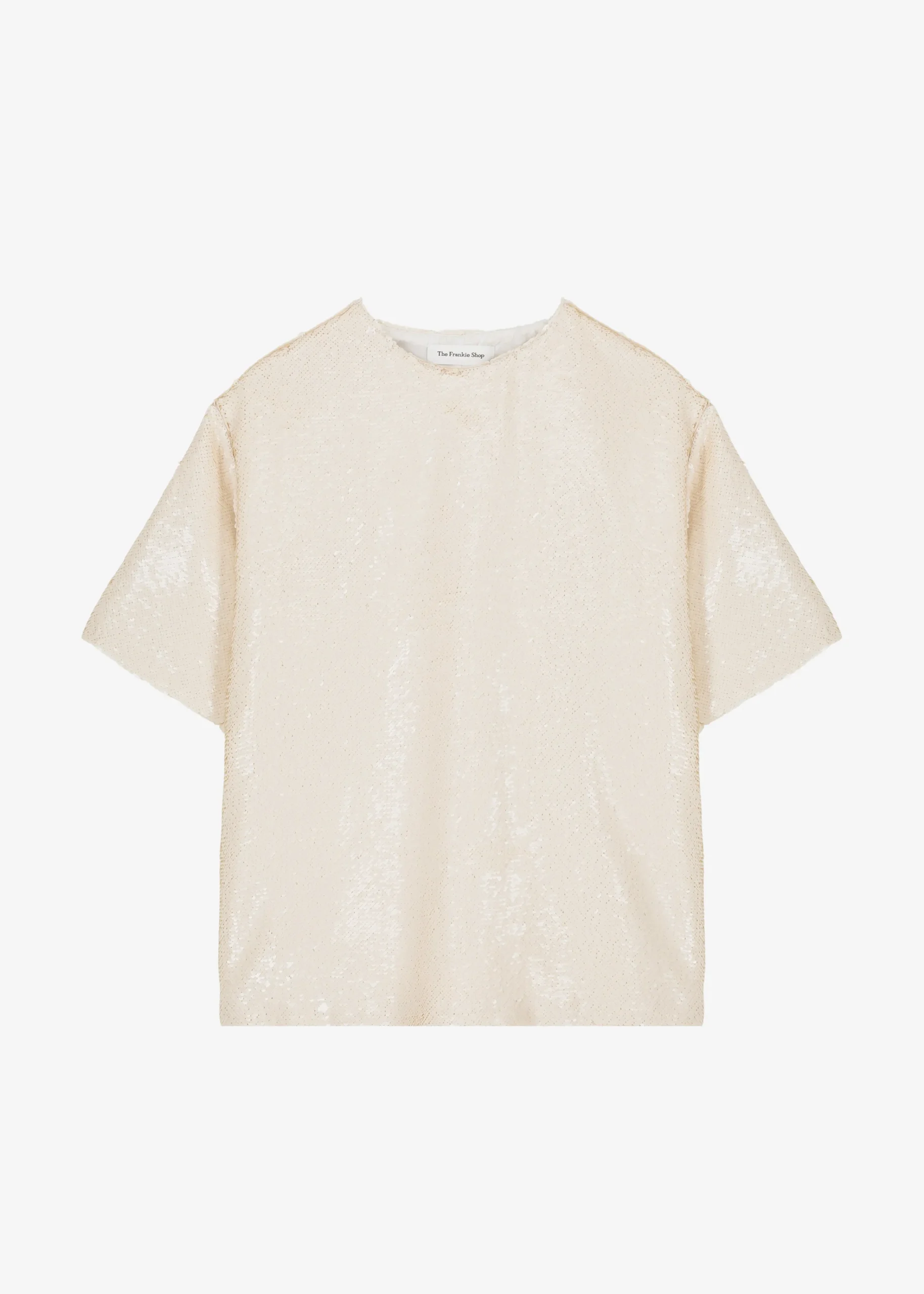 The Frankie Shop Jones Boxy Sequins Tee Cream Best