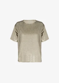 The Frankie Shop Jones Boxy Sequins Tee Bronze Discount