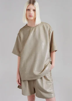 The Frankie Shop Jones Boxy Sequins Tee Bronze Discount