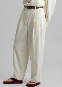 The Frankie Shop Jour Pleated Pants Cream Clearance
