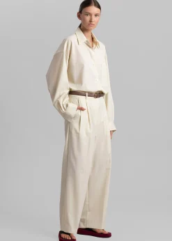 The Frankie Shop Jour Pleated Pants Cream Clearance