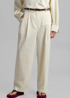 The Frankie Shop Jour Pleated Pants Cream Clearance