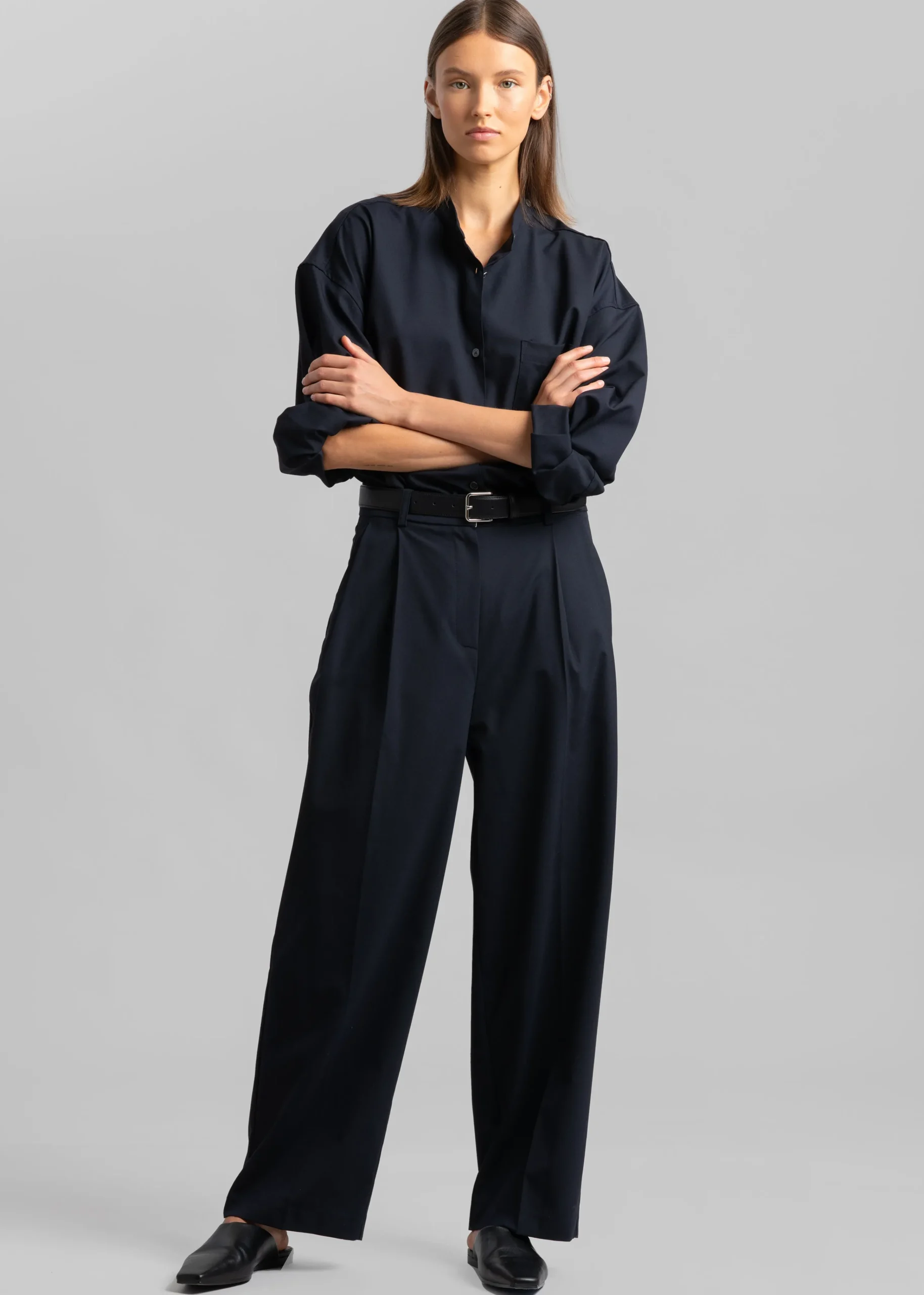 The Frankie Shop Jour Pleated Pants Deep Navy Clearance