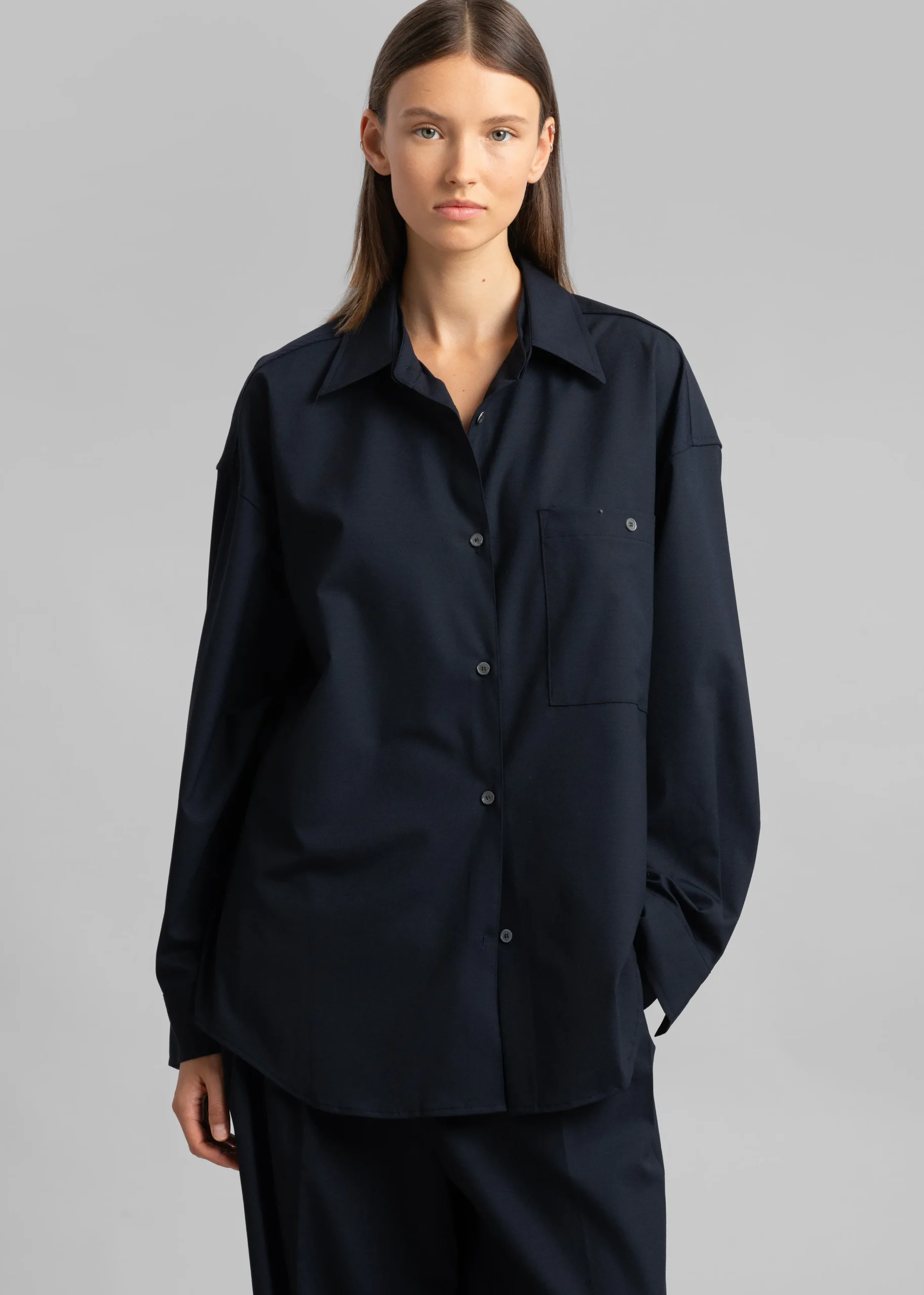 The Frankie Shop Jour Shirt Deep Navy Outlet