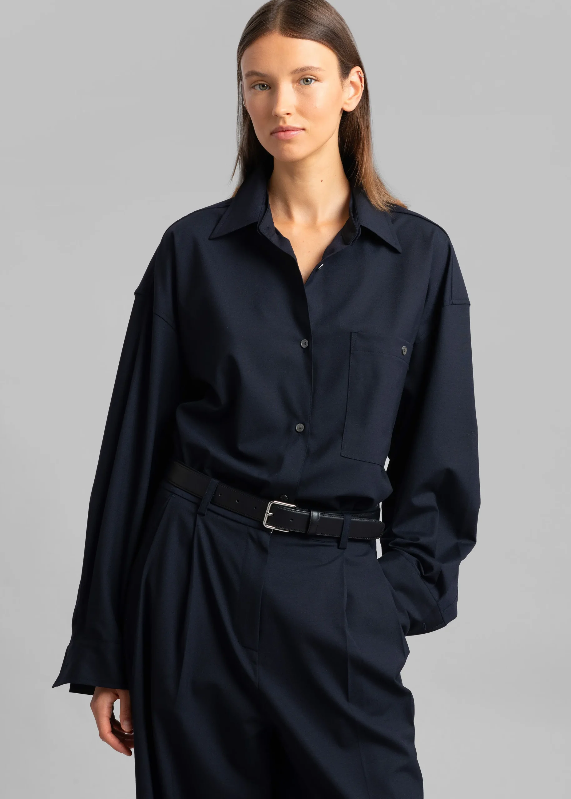 The Frankie Shop Jour Shirt Deep Navy Outlet